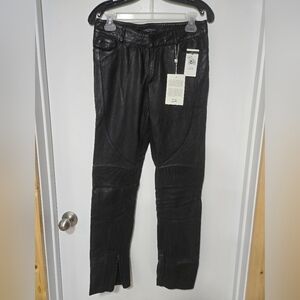 Leather moto pants